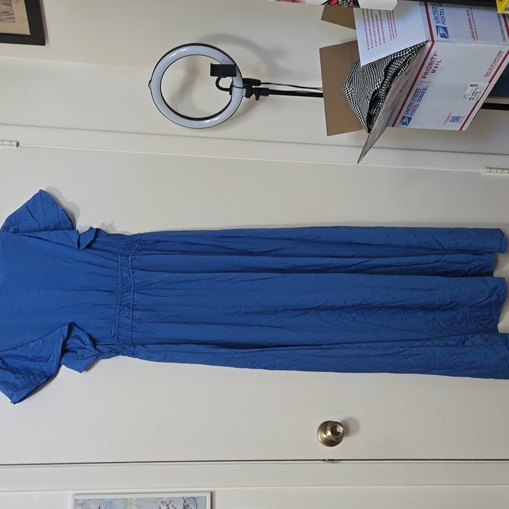 Women’s A New Day BLUE Flutter Ruffle Short Sleeve Maxi Dress Size M Spring NWT - Picture 9 of 9
